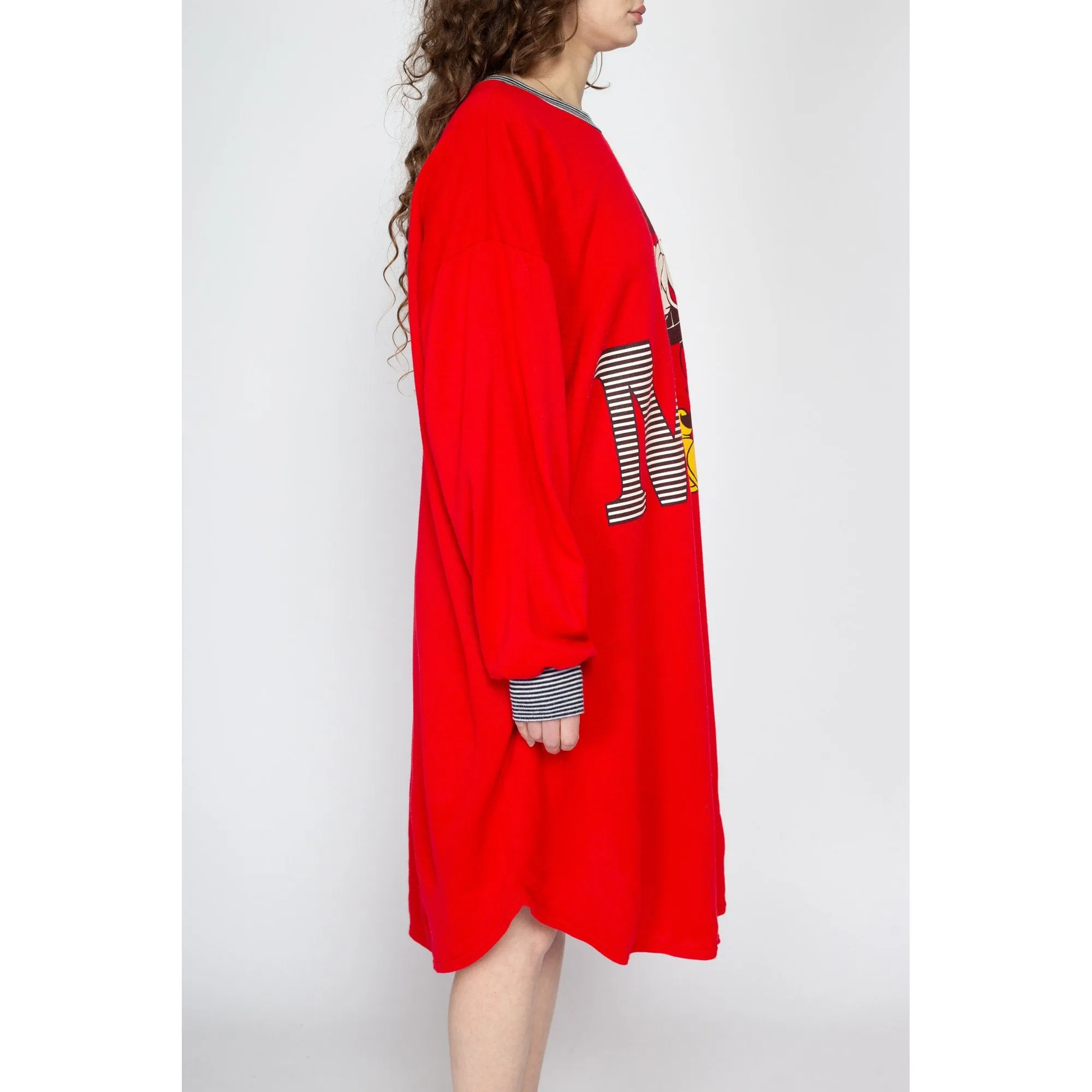 1X 80s Mickey Mouse Red Sweatshirt Dress