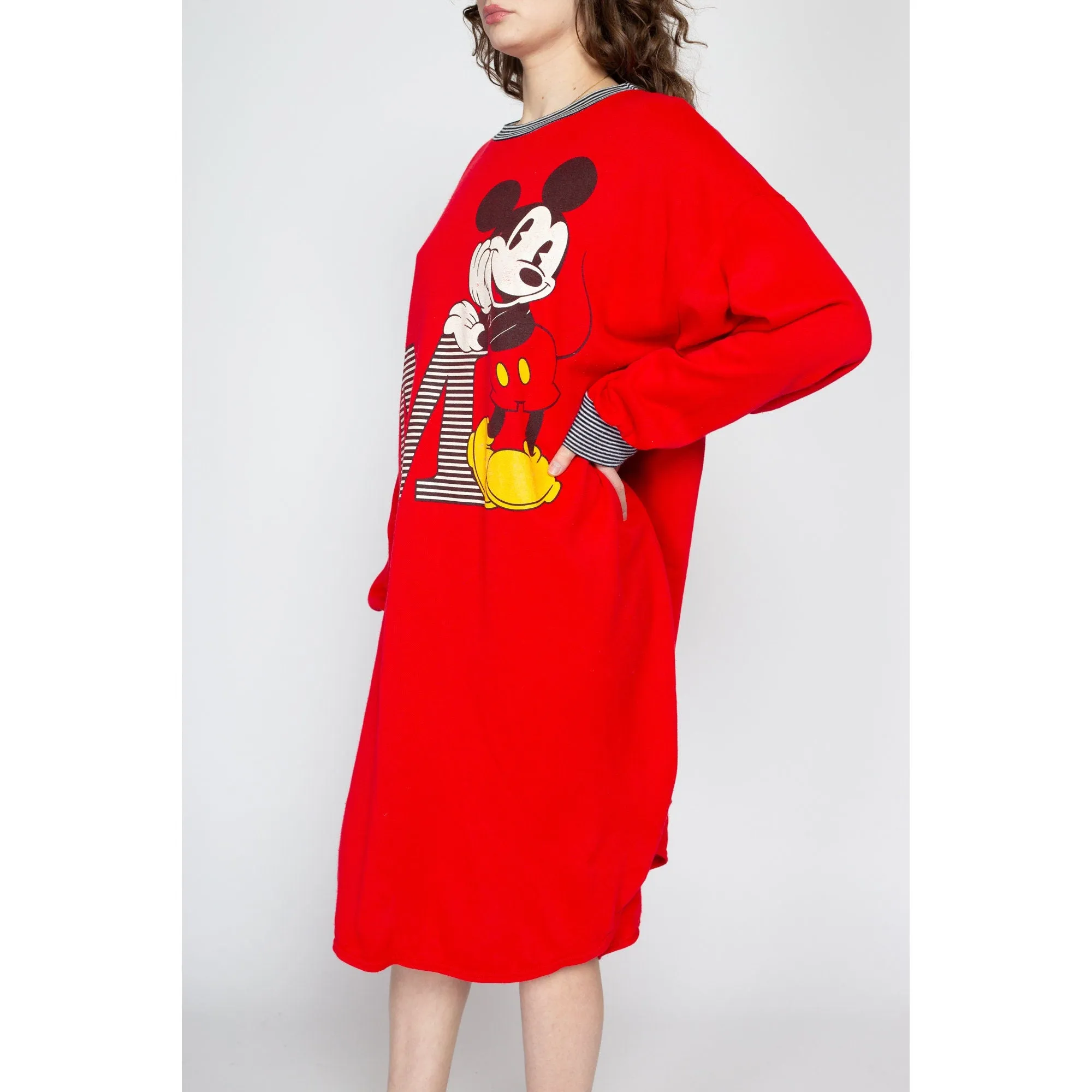 1X 80s Mickey Mouse Red Sweatshirt Dress