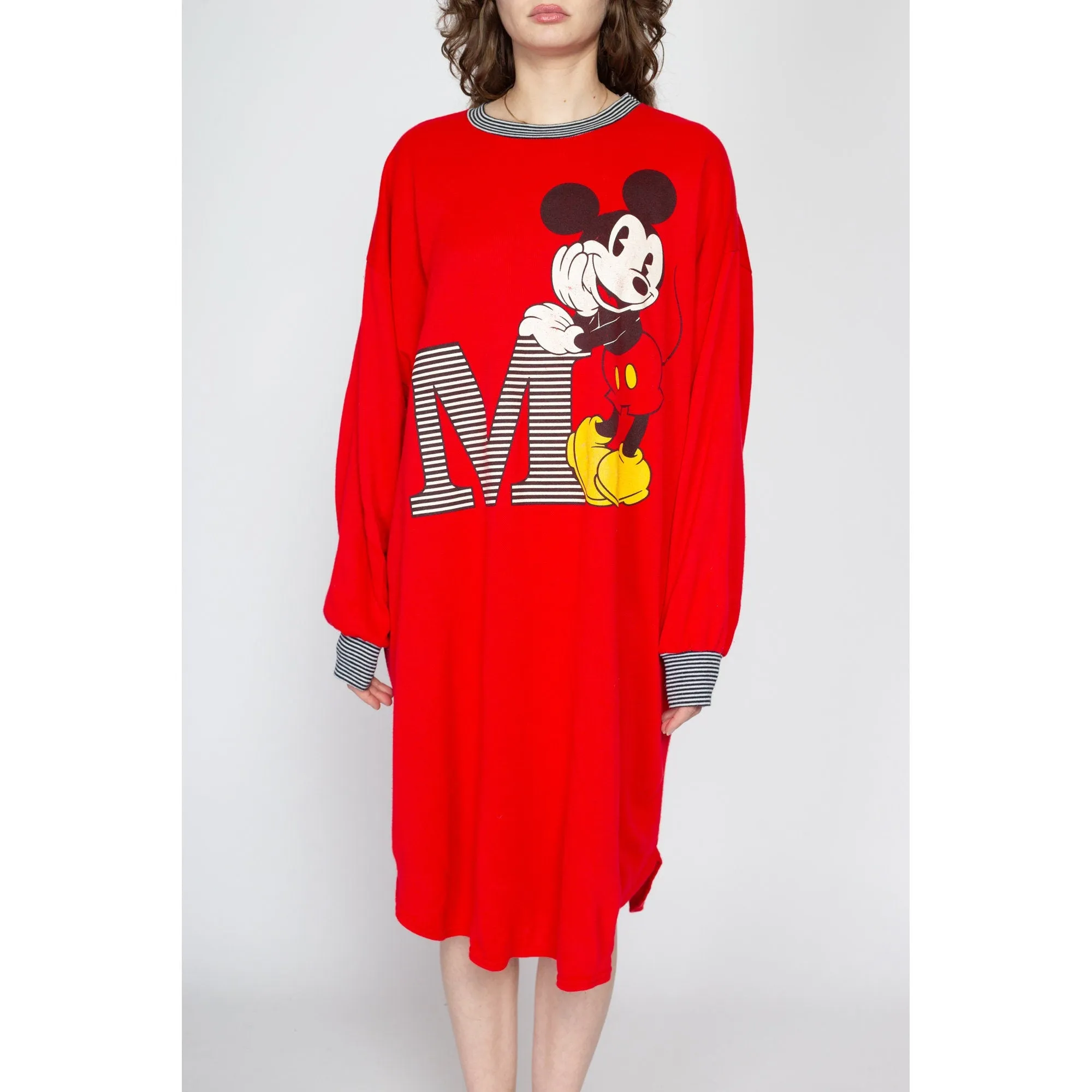 1X 80s Mickey Mouse Red Sweatshirt Dress