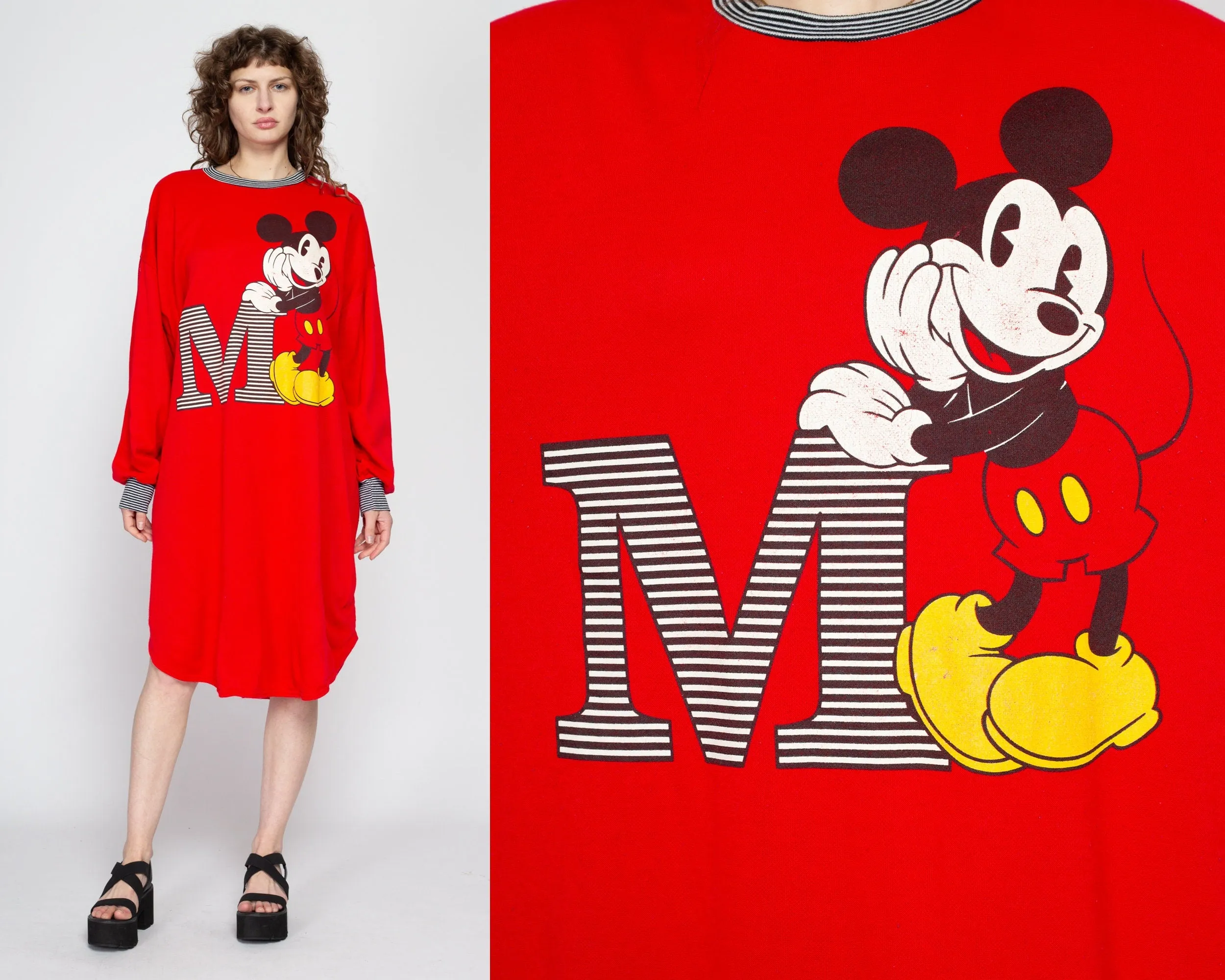 1X 80s Mickey Mouse Red Sweatshirt Dress