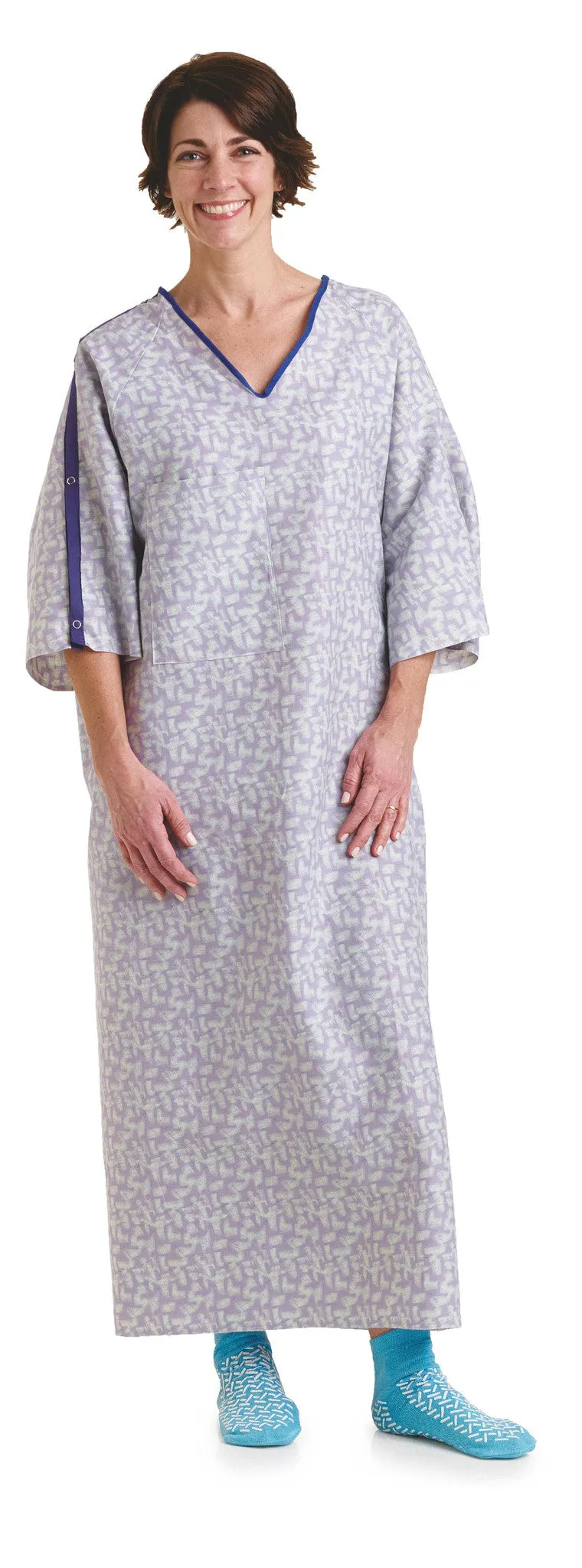 3X Deluxe Cut Oversized Gowns Tranquility Print with IV Sleeves (12 Pack)