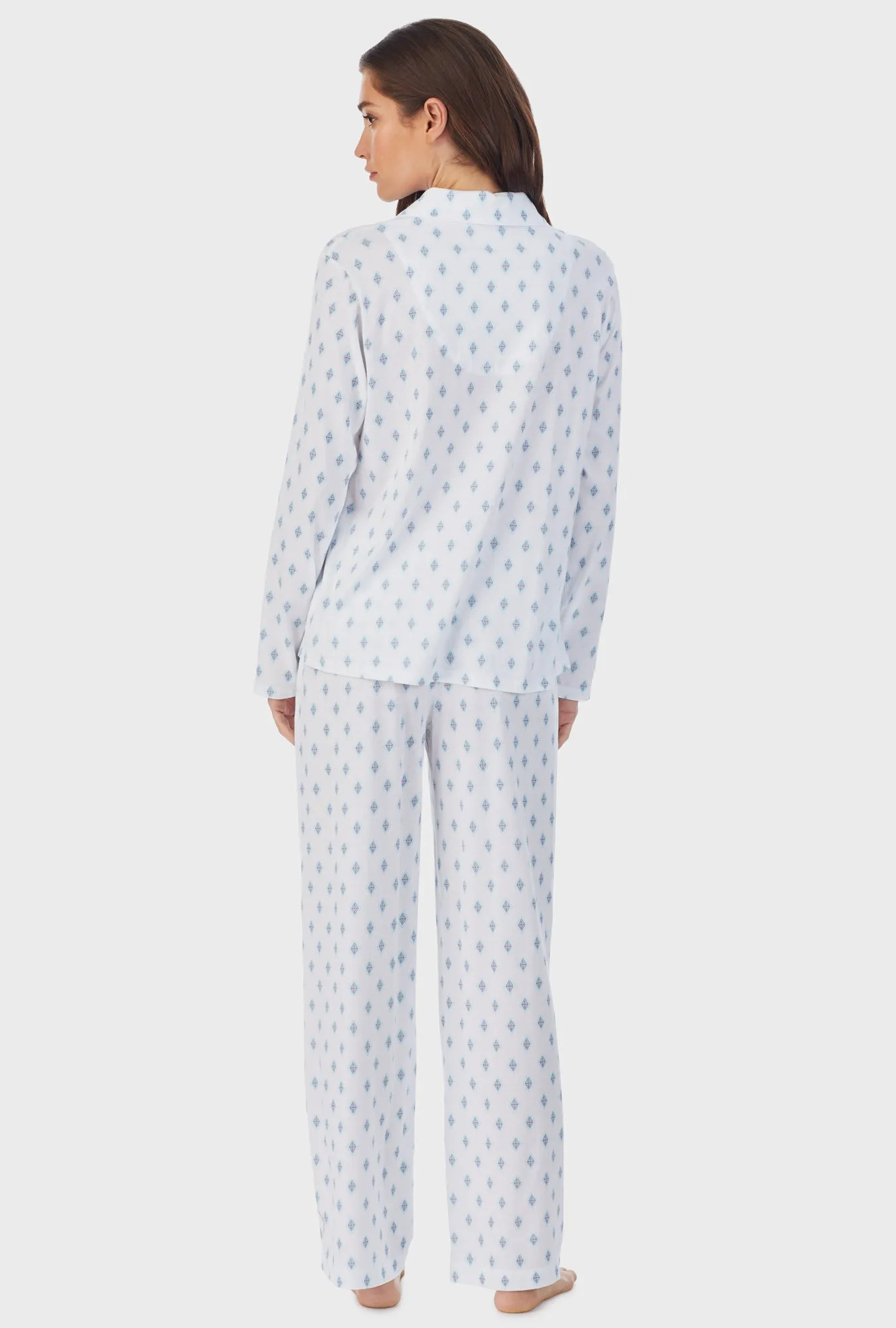 Aqua Geo Cotton Long Pajama Set