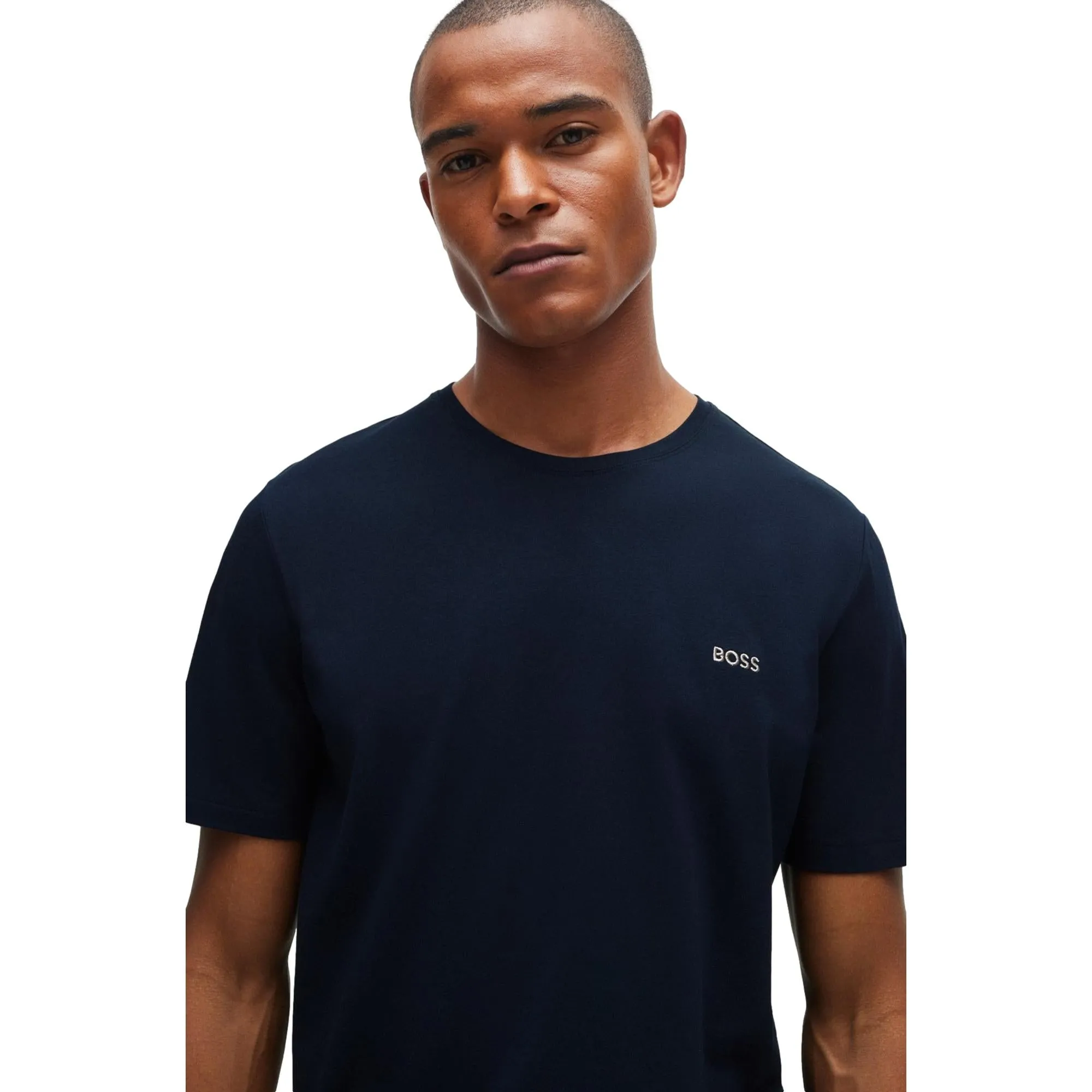 BOSS Men Mix & Match Stretch-Cotton Regular Fit T-Shirt With Logo Detail - Dark Blue