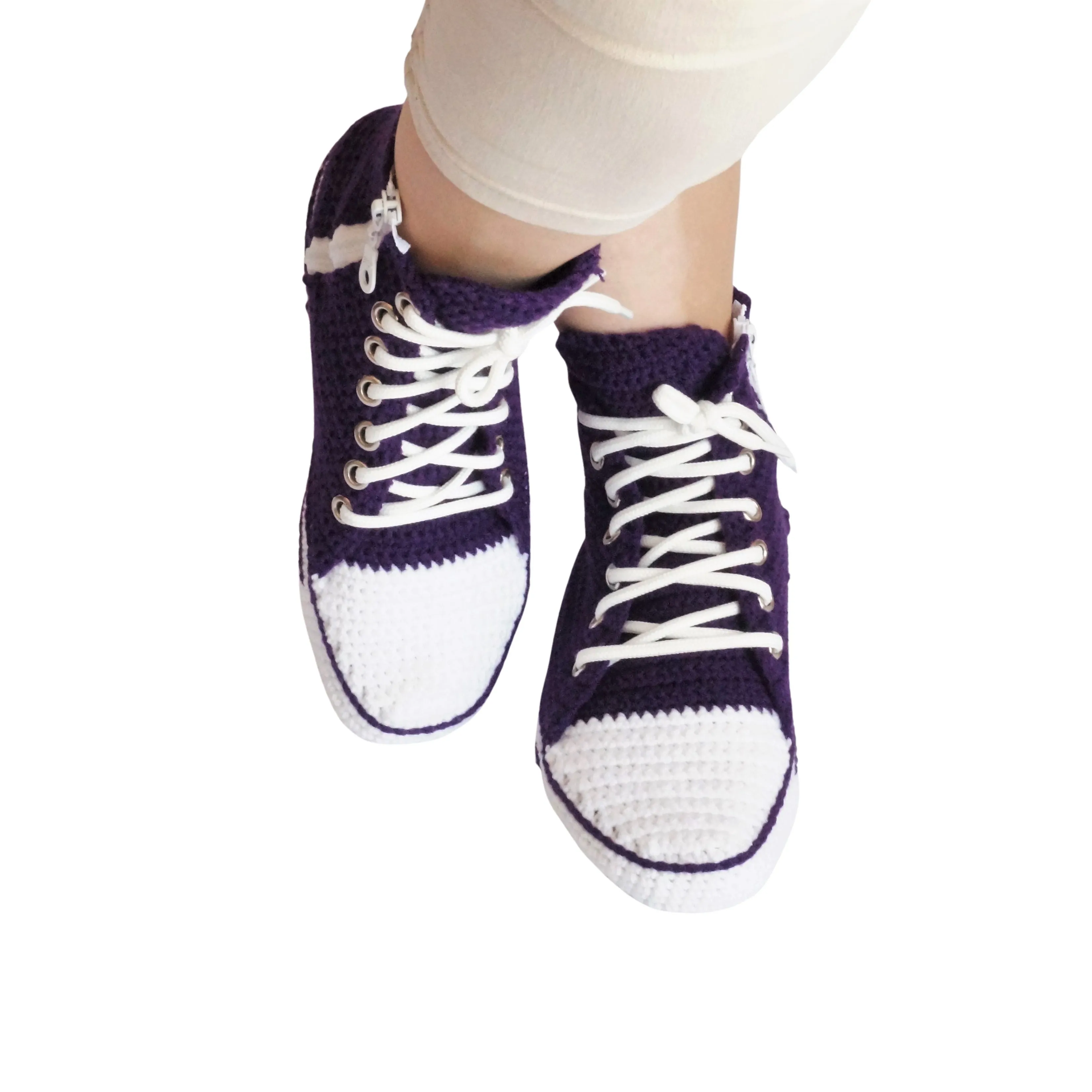 Converse Sneakers Purple Slippers Soft Plush House Shoes Socks