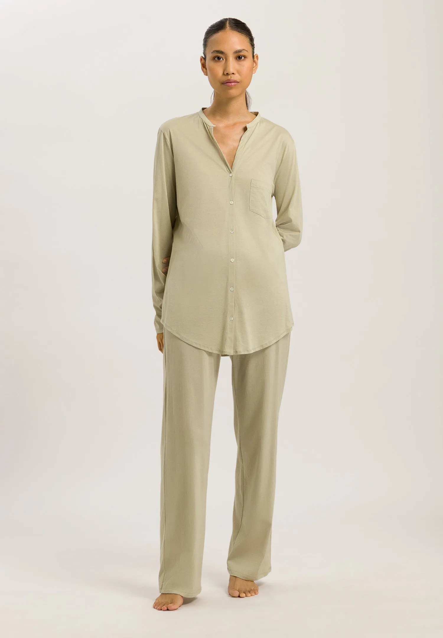 Cotton Deluxe Button Front Cotton Pajama Set   | Moss Green 77956-2720