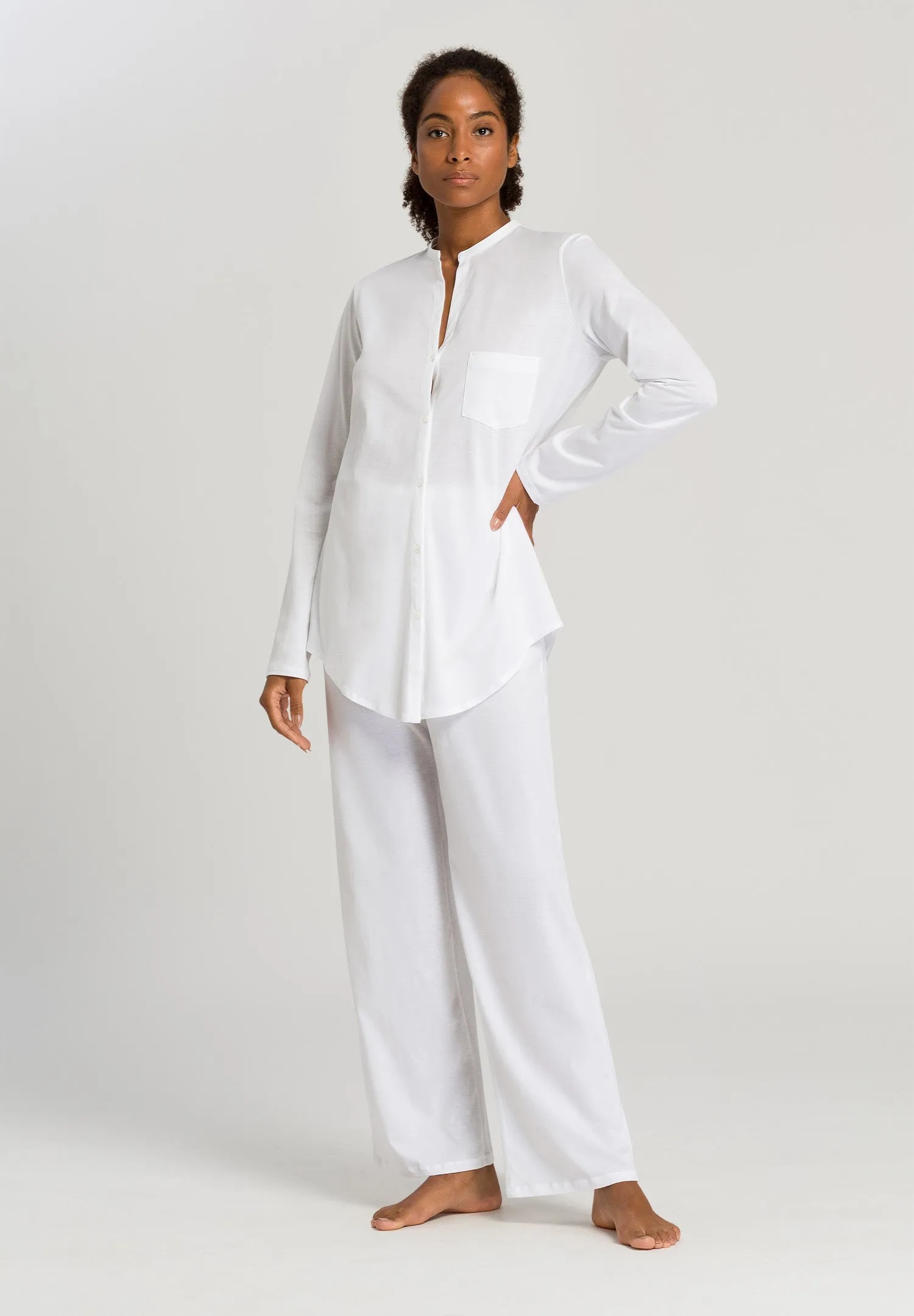 Cotton Deluxe Button Front Cotton Pajama Set  | White 77956-101