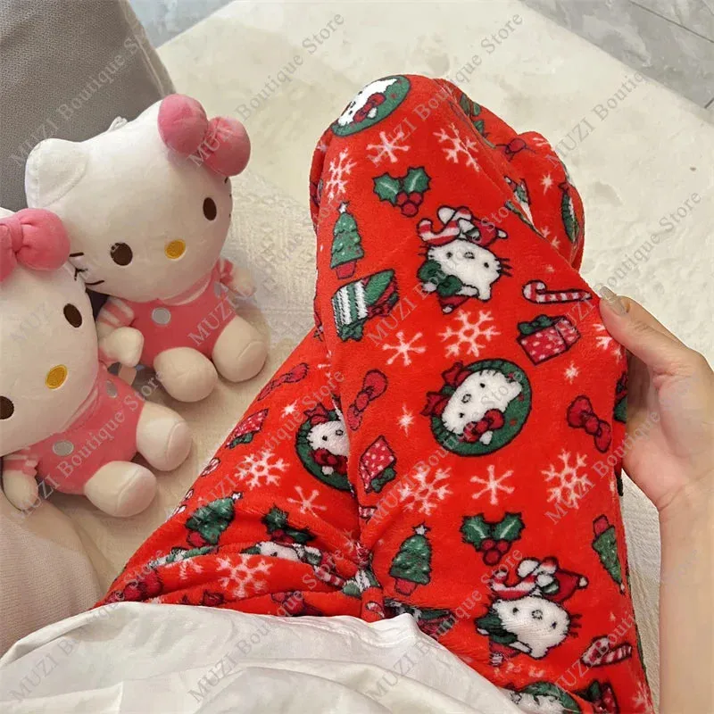 Cozy Holiday Kawaii Kitty Pajama Pants