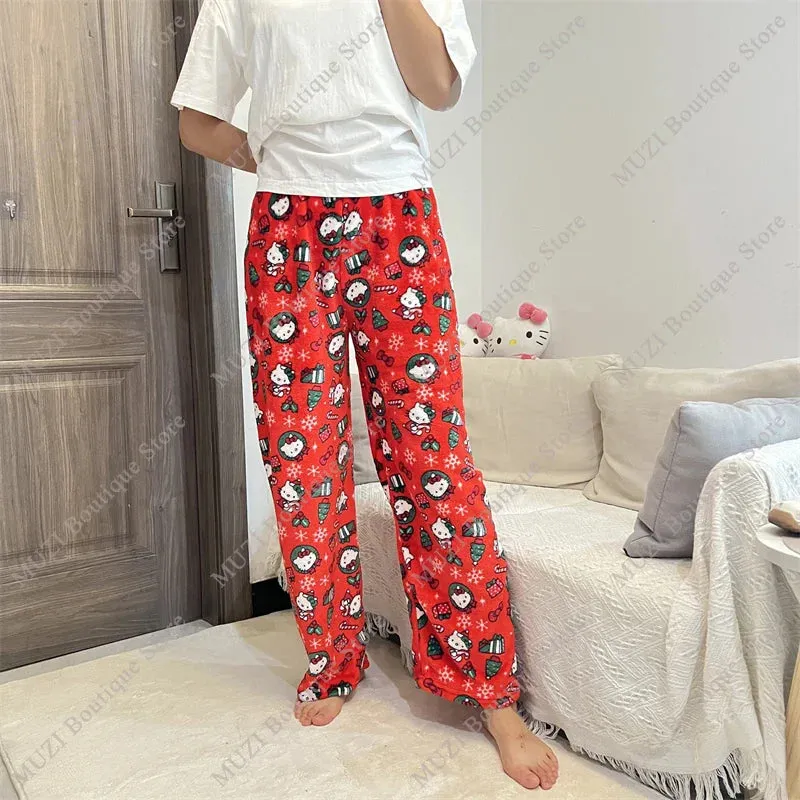 Cozy Holiday Kawaii Kitty Pajama Pants