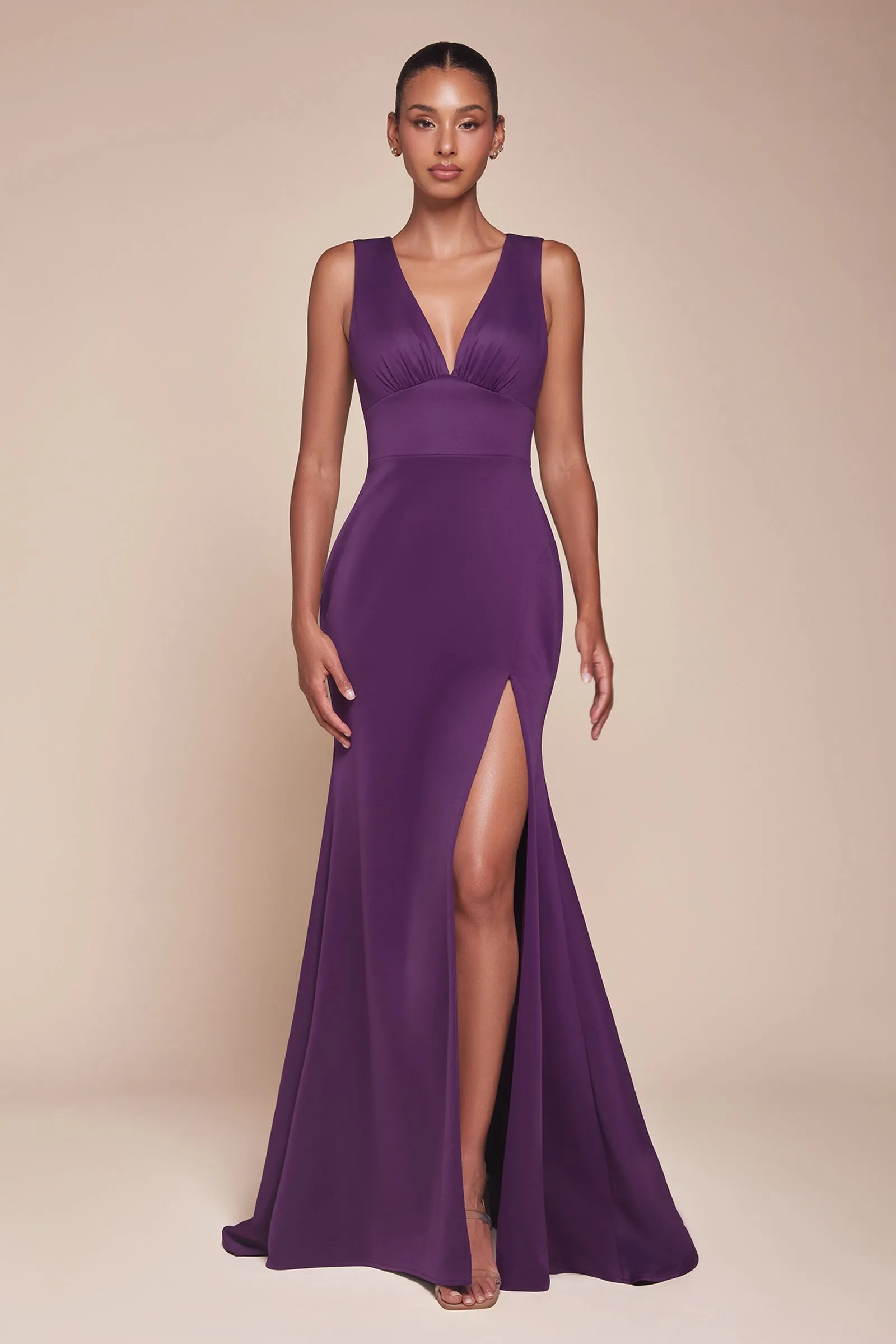 Fitted Sleeveless Slit Gown by Ladivine CH395