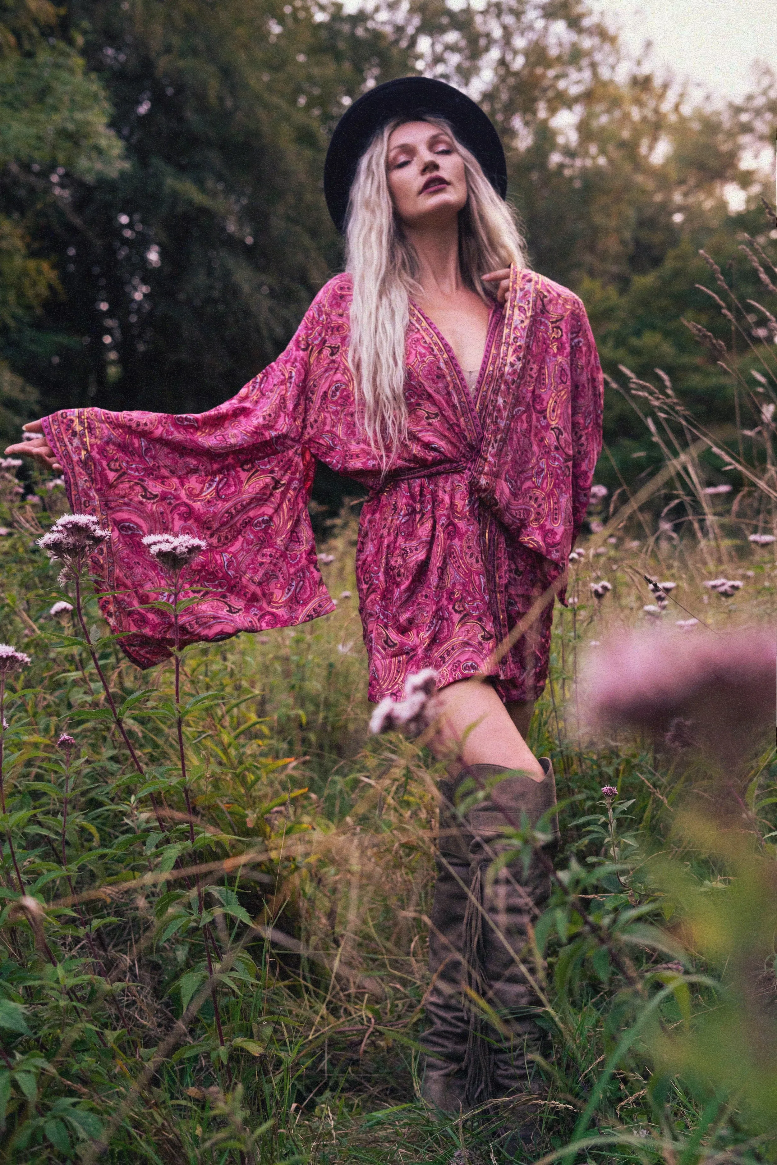 Flare Arm Kimono - Gilded Rouge