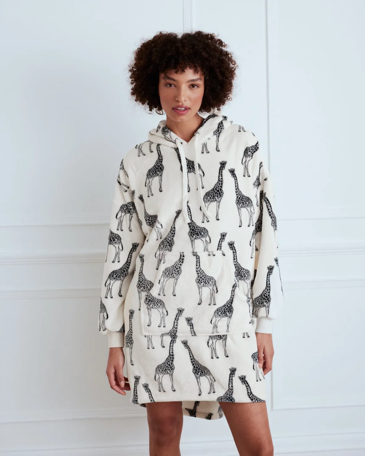 Fleece Giraffe Print Blanket Hoodie