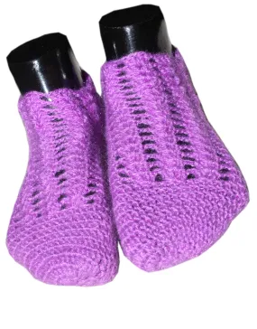 Graminarts Beautiful Woolen Crochet Handmade Self Design Women’s Slipper Socks