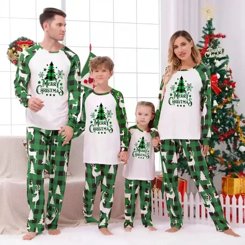 Green Christmas Tree Family Matching Pajama Set