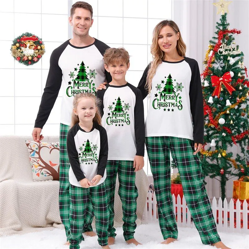 Green Christmas Tree Family Matching Pajama Set