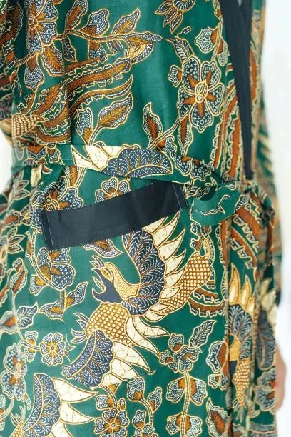 Green Men's Full Length Batik Robe