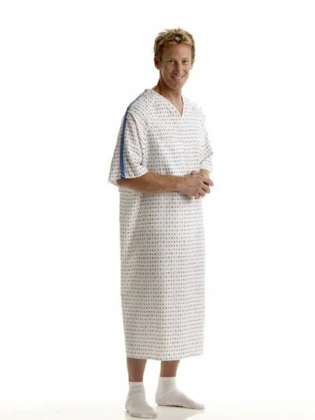 Hospital Patient IV Gown with Plastic Snaps mirage Print (12 PACK)