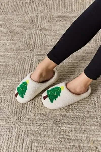 Joyful Christmas Tree Plush Slippers