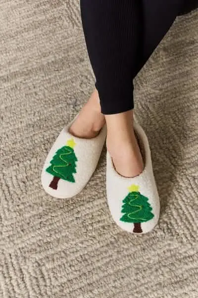 Joyful Christmas Tree Plush Slippers