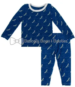 KicKee Pants All Over Navy Dragonfly L/S Pajama Set