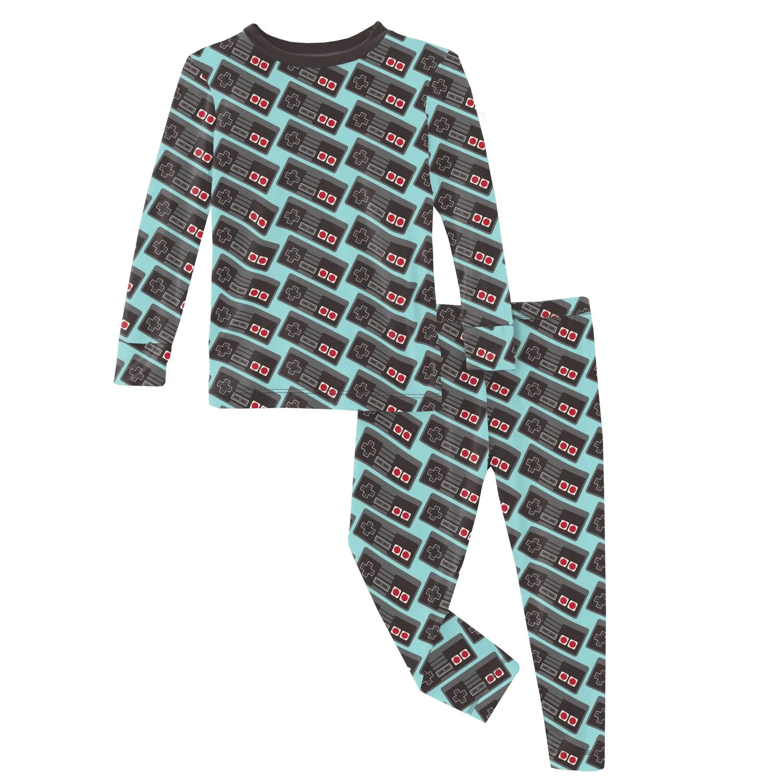 KicKee Pants Summer Sky Retro Game Controller L/S Pajama Set