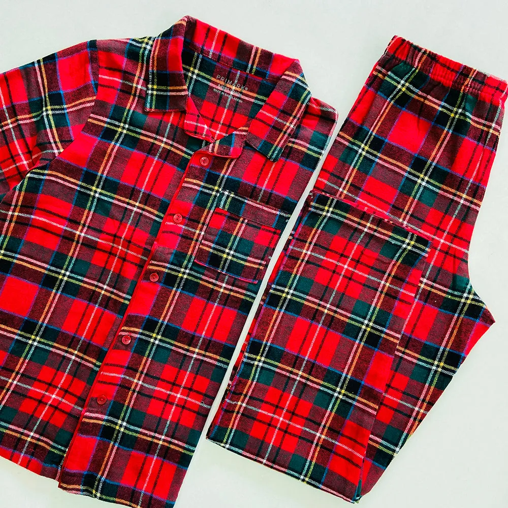 Kids Checked Flannel Night Pyjama Set (4-14 Years)