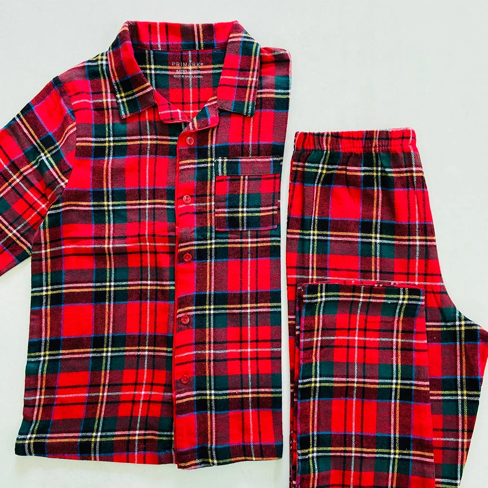 Kids Checked Flannel Night Pyjama Set (4-14 Years)