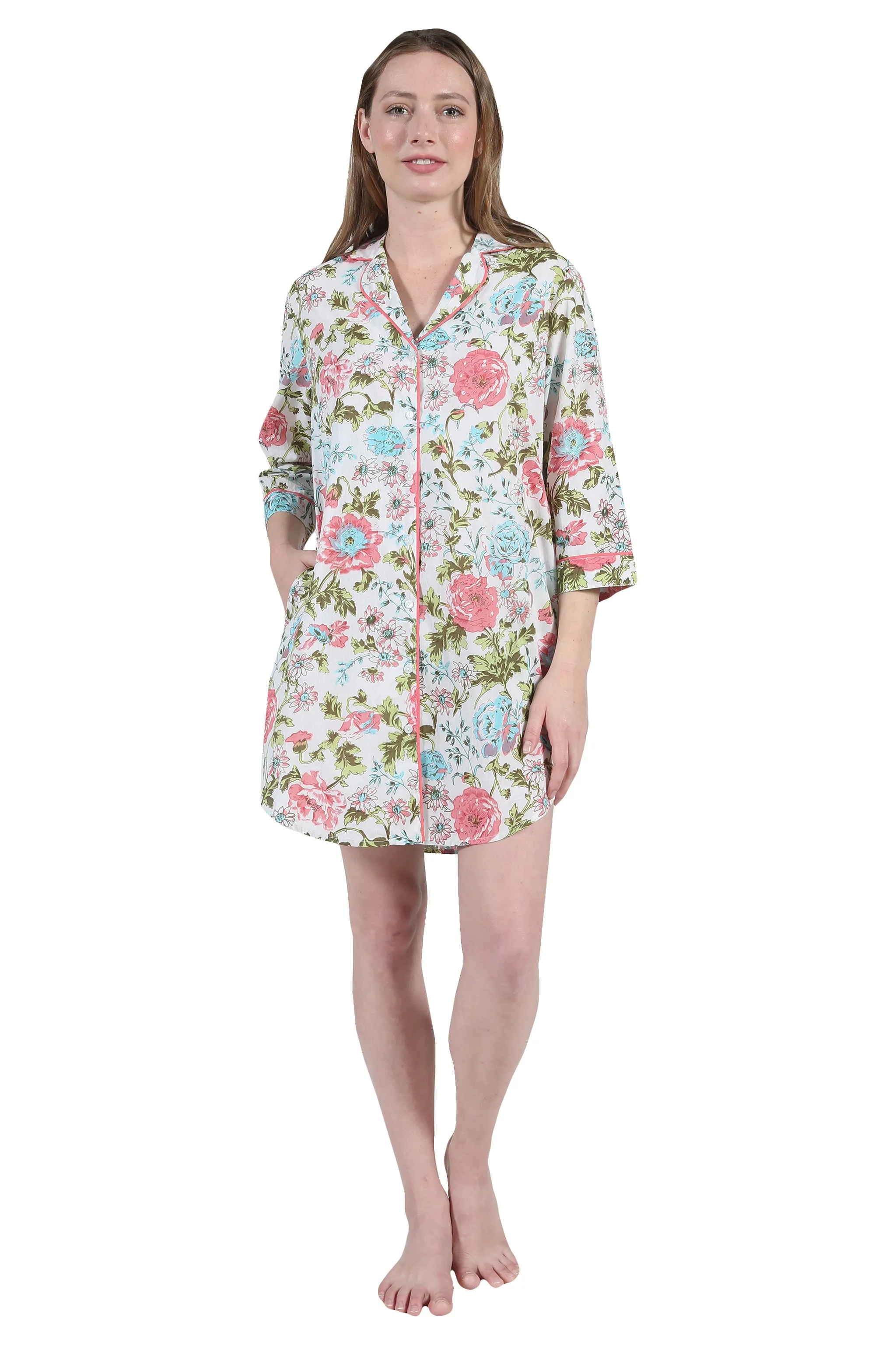 La Cera English Garden Print Nightshirt