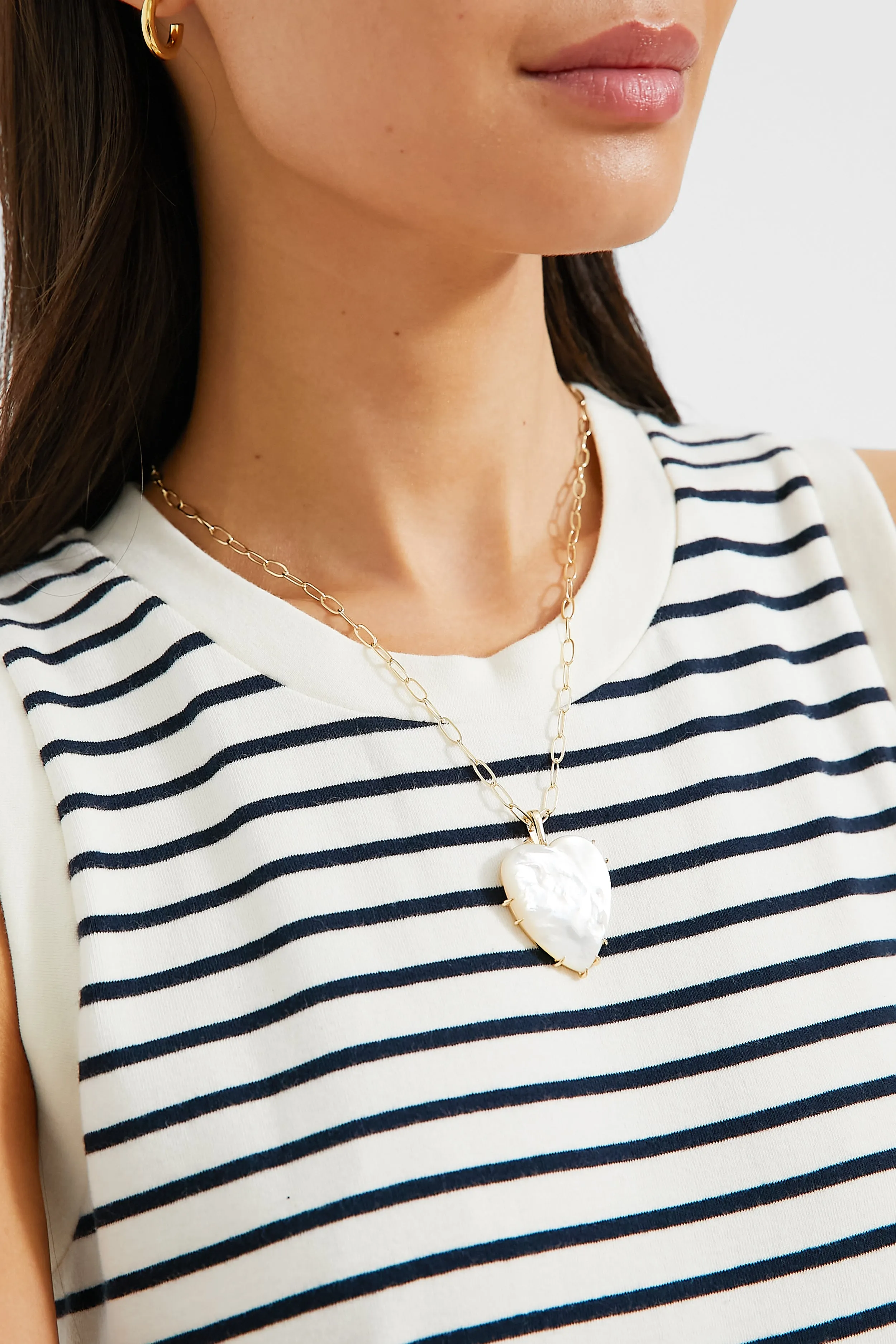 LOVE Carry Your Heart Pendant Necklace in Mother of Pearl