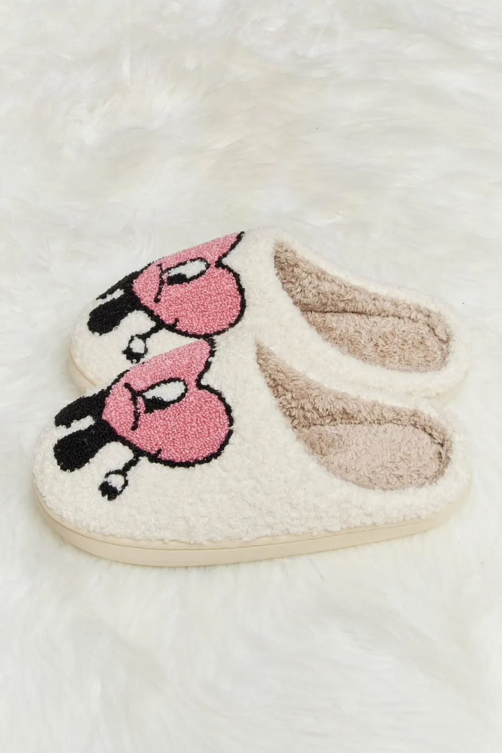 Love Heart Print Plush Slippers