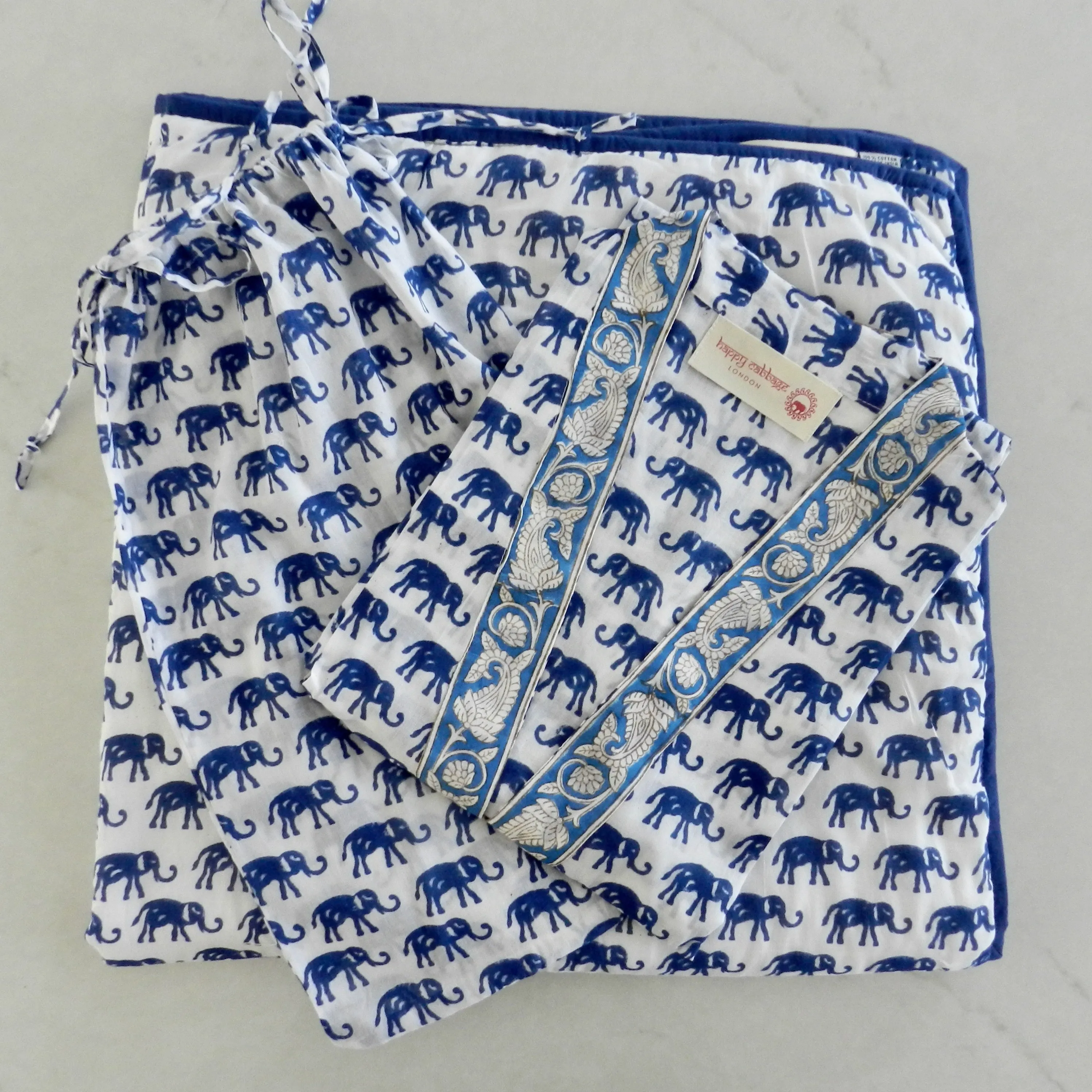 Matching Mum Robe and Baby Blanket in Blue Elephant