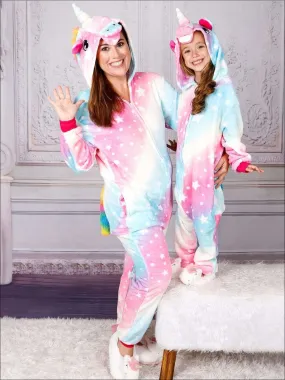 Mommy And Me Cotton Candy Star Unicorn Pajamas