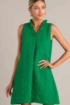 Mystic Jewels Kelly Green Quilted Mini Dress