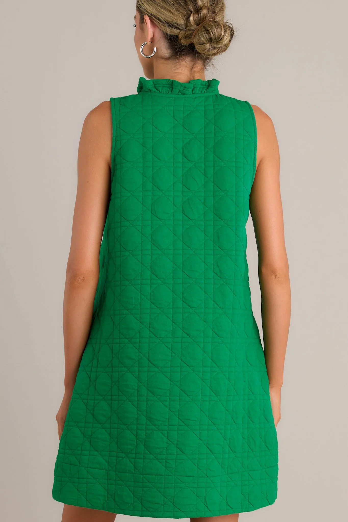 Mystic Jewels Kelly Green Quilted Mini Dress