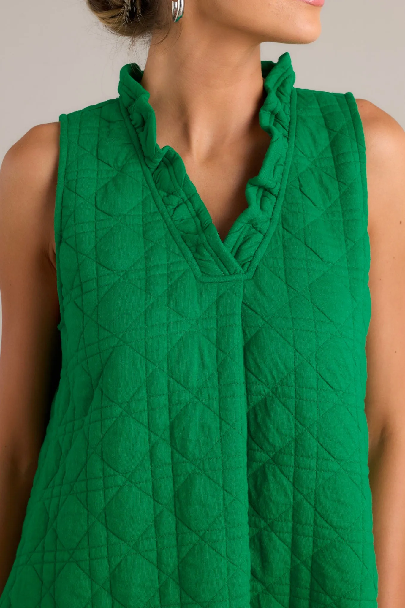 Mystic Jewels Kelly Green Quilted Mini Dress