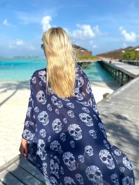 Navy and white skull Kimono – 2 Lengths