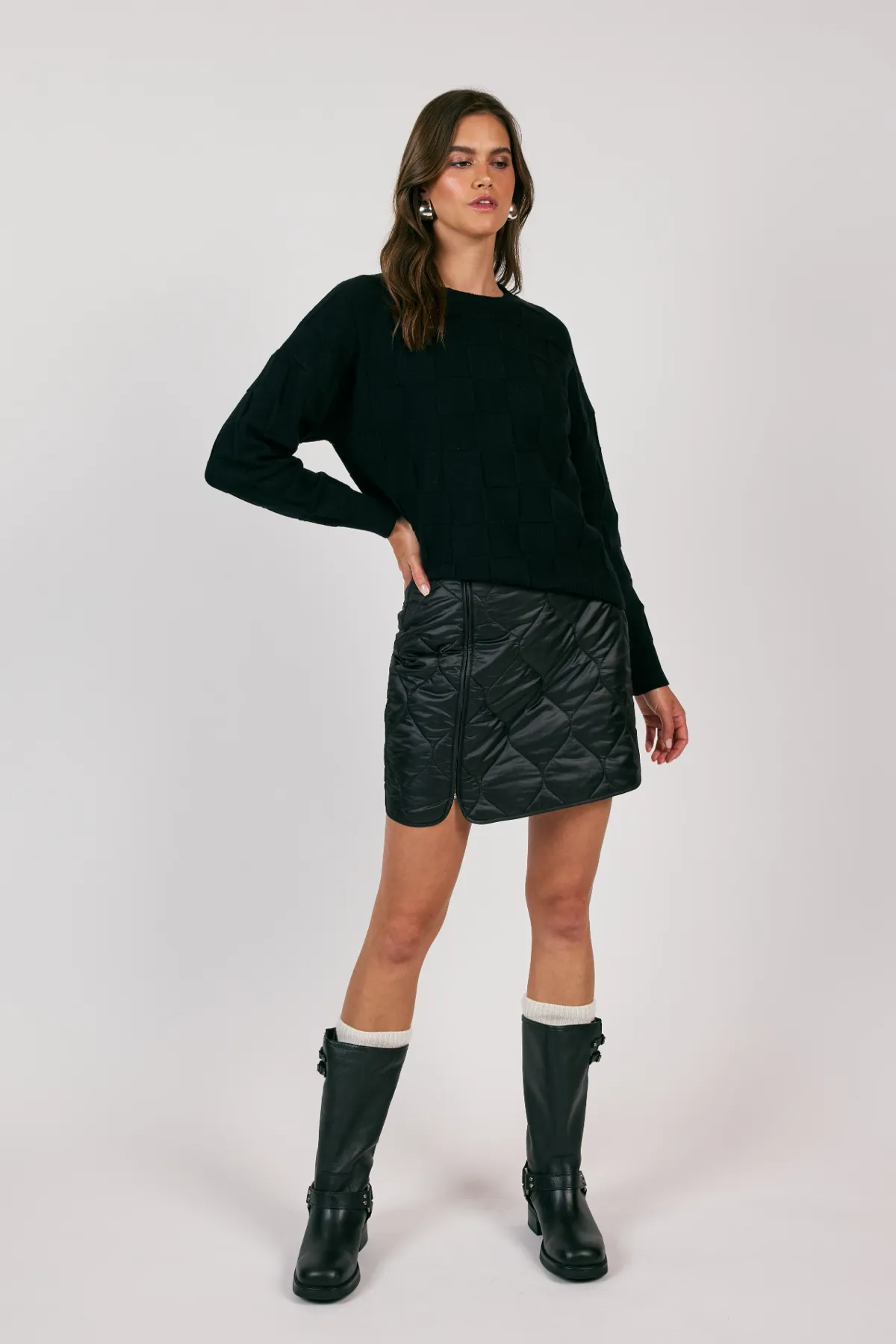 New Horizons Quilted Mini Skirt