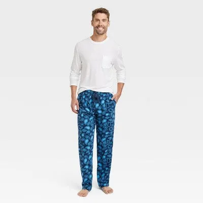 New - Men's Paisley Microfleece Pajama Set 2pc - Goodfellow & Co White XL