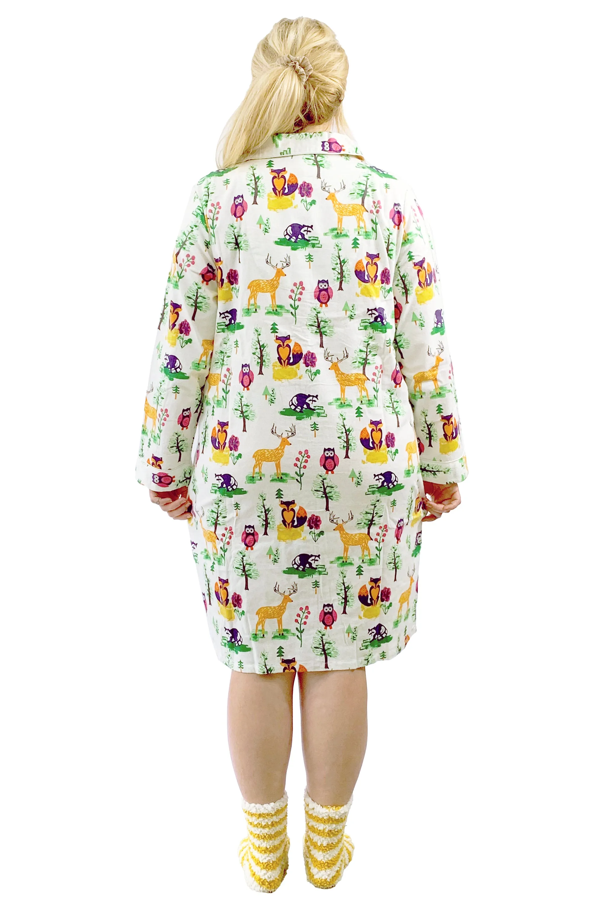 Plus Size Forest Animals Flannel Night Shirt