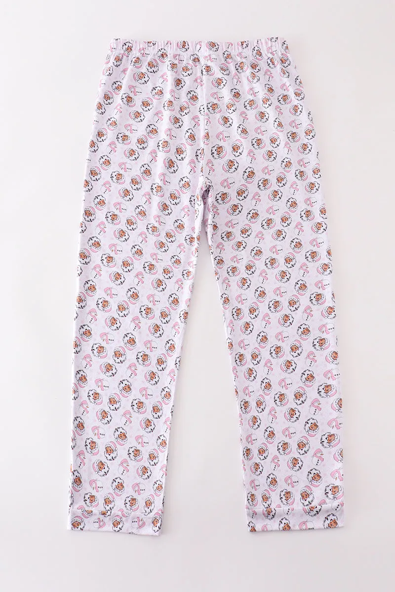 Premium pink christmas santa claus print women pajama pants