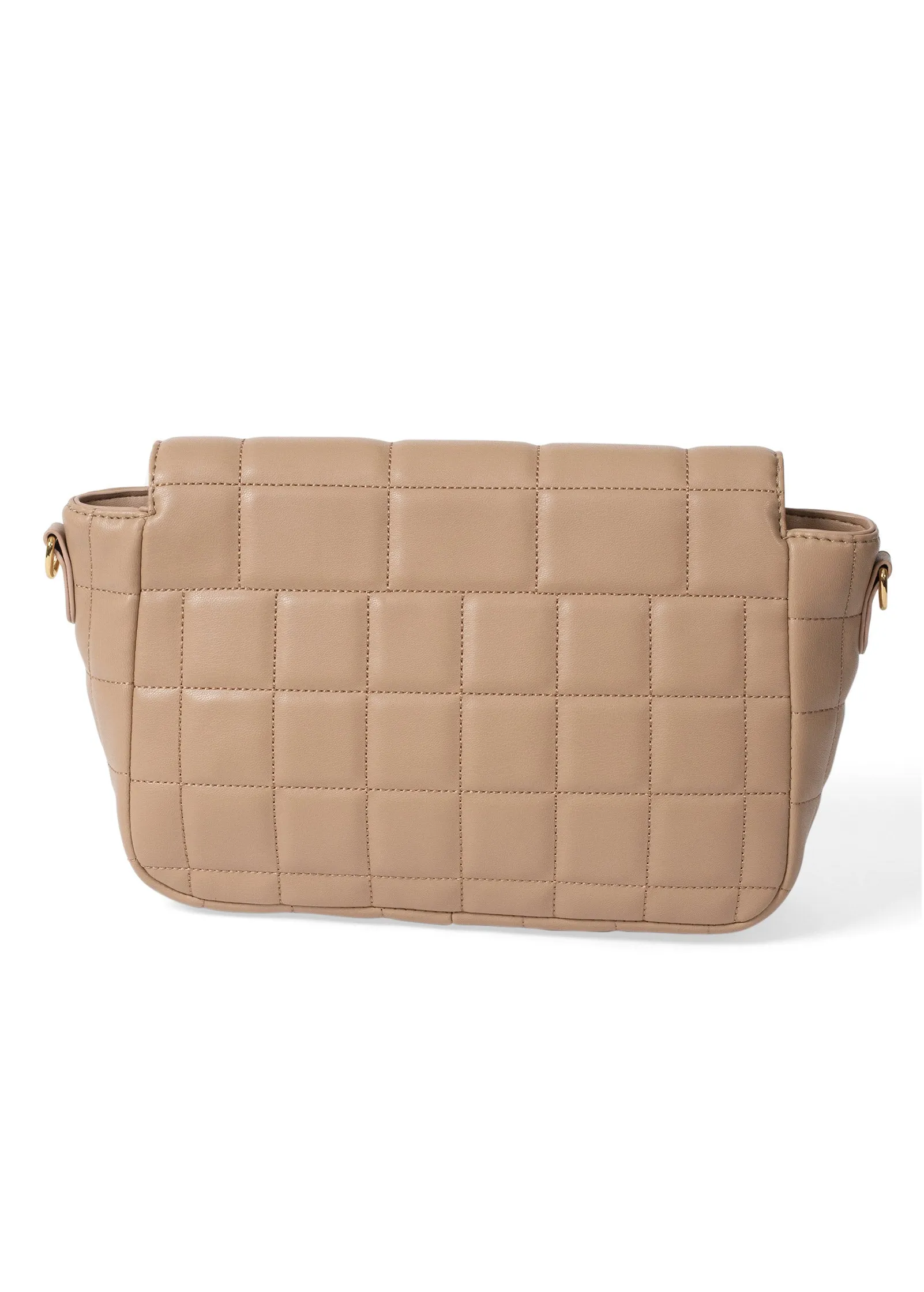 Quilted Chain Handbag - Light Brown