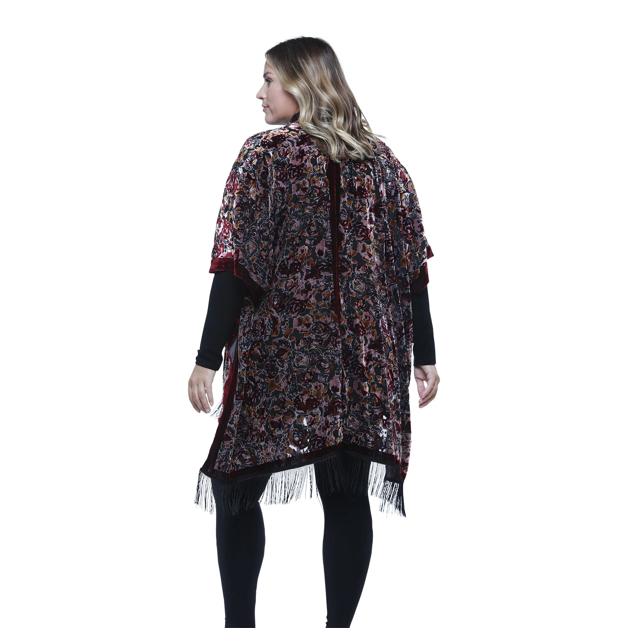 Rose Burnout Kimono Wrap