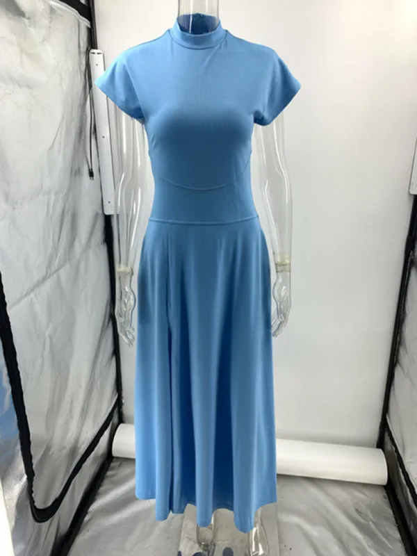 Sky Blue Ballet Midi Dress for Events & Date Nights