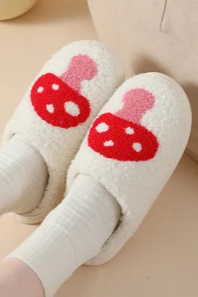 Soft Plush Slippers, Mushroom