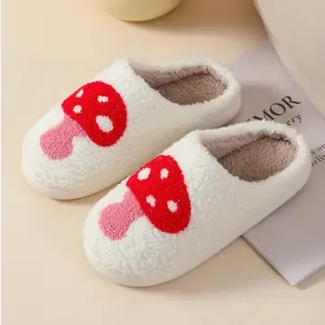 Soft Plush Slippers, Mushroom