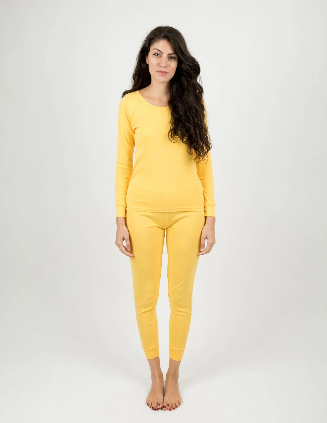 Solid Color Yellow Matching Family Pajama Set