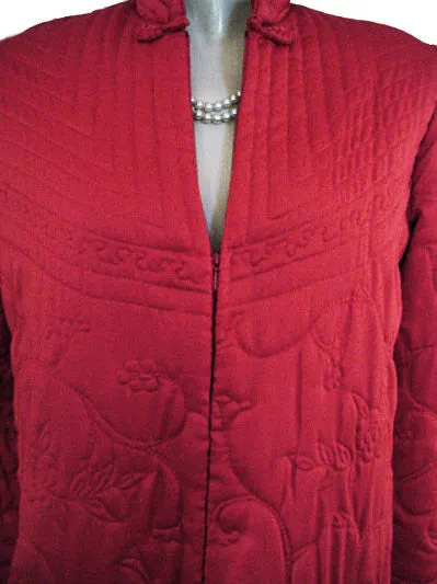 *VINTAGE RARE CHRISTIAN DIOR QUILTED ROBE MADE IN HONG KONG IN LACQUER RED  - WOULD MAKE A WONDERFUL GIFT