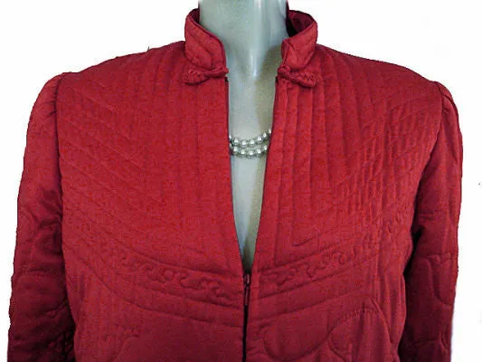 *VINTAGE RARE CHRISTIAN DIOR QUILTED ROBE MADE IN HONG KONG IN LACQUER RED  - WOULD MAKE A WONDERFUL GIFT