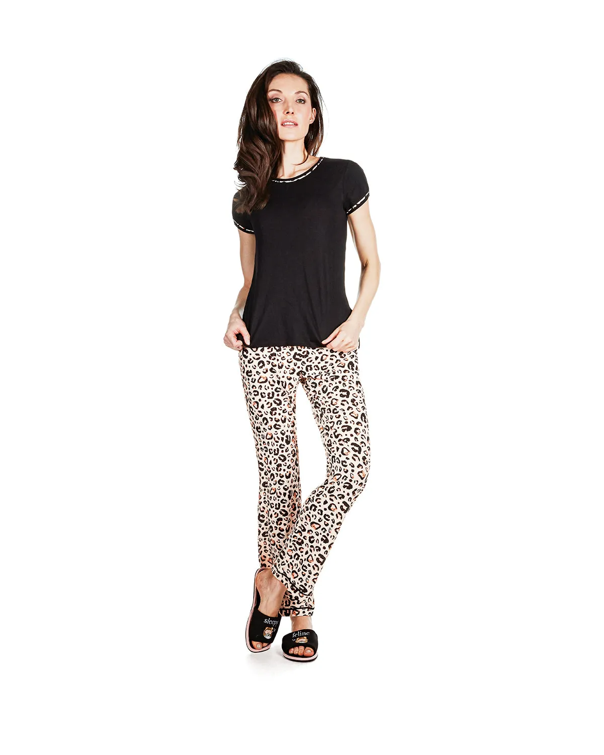 Women's Jungle Cat T-Shirt Cotton Blend Pajama Set