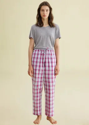 Women's Plaid Pajamas Pants Cotton Sleepwear with Pockets